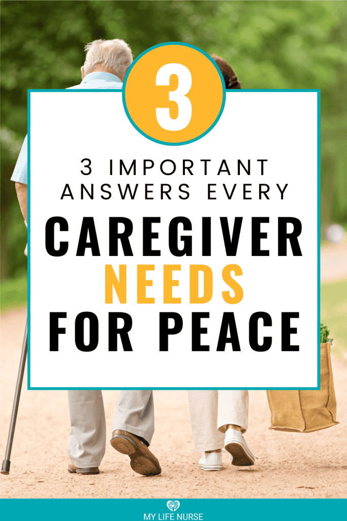 back view of an elderly man walking on sidewalk with a cane next to woman carrying a bag for post called 3 Important Answers every caregiver needs for genuine peace 