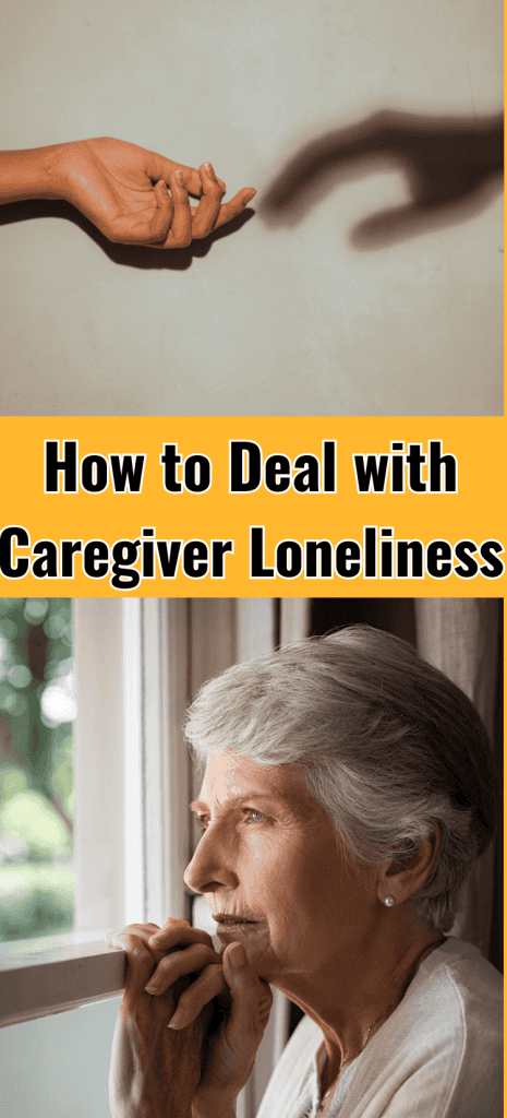 top pic a hand touching the finger of a shadow of another's hand. Bottom pic a middle-aged woman staring out the window alone