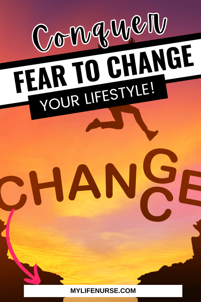 shadow of someone jumping over a large gap between land for post called how to conquer fear and change your lifestyle.