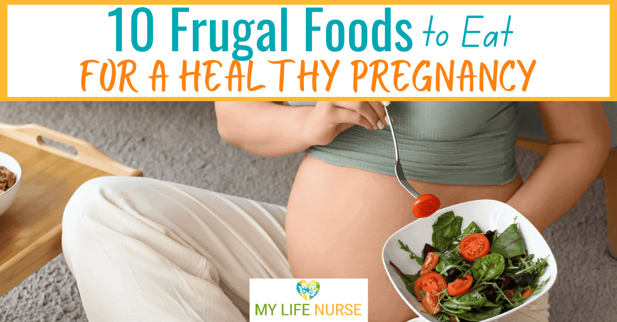 torso of a pregnant woman eating a salad