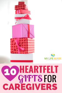 stack of gifts in pretty paper - 10 heartfelt gifts for caregivers