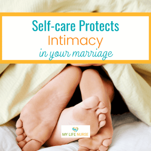 man and woman's bare feet on be poking out under covers suggesting intimacy for post Self-care Protects Intimacy