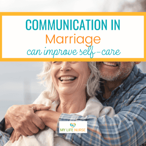 happy middle-aged married couple for post called communication in marriage can improve self-care routines.