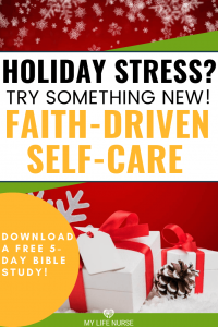 Faith-driven self-care gift w white paper & red bow
