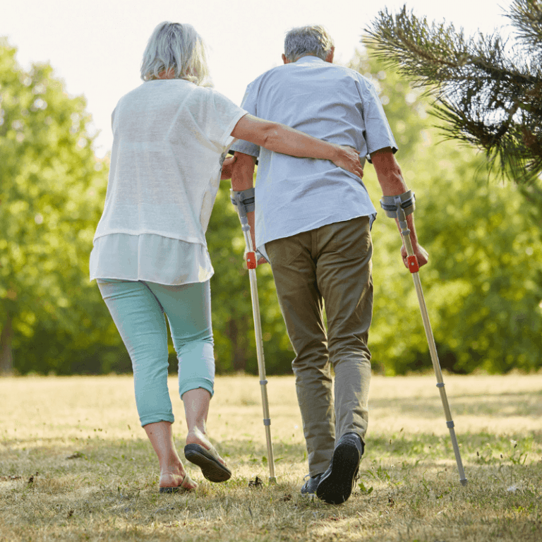 woman helping man walk with canes sm My Life Nurse