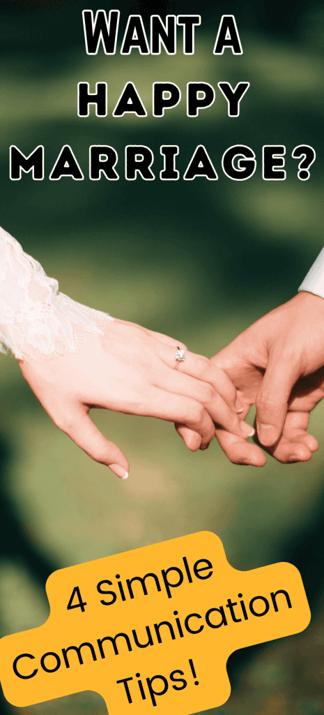 bride and groom hands together for post called 4 simple communication tips for a happy marriage