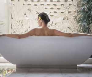 woman relaxing in tub
