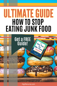 colorful icing on donuts - How to stop eating junk food text