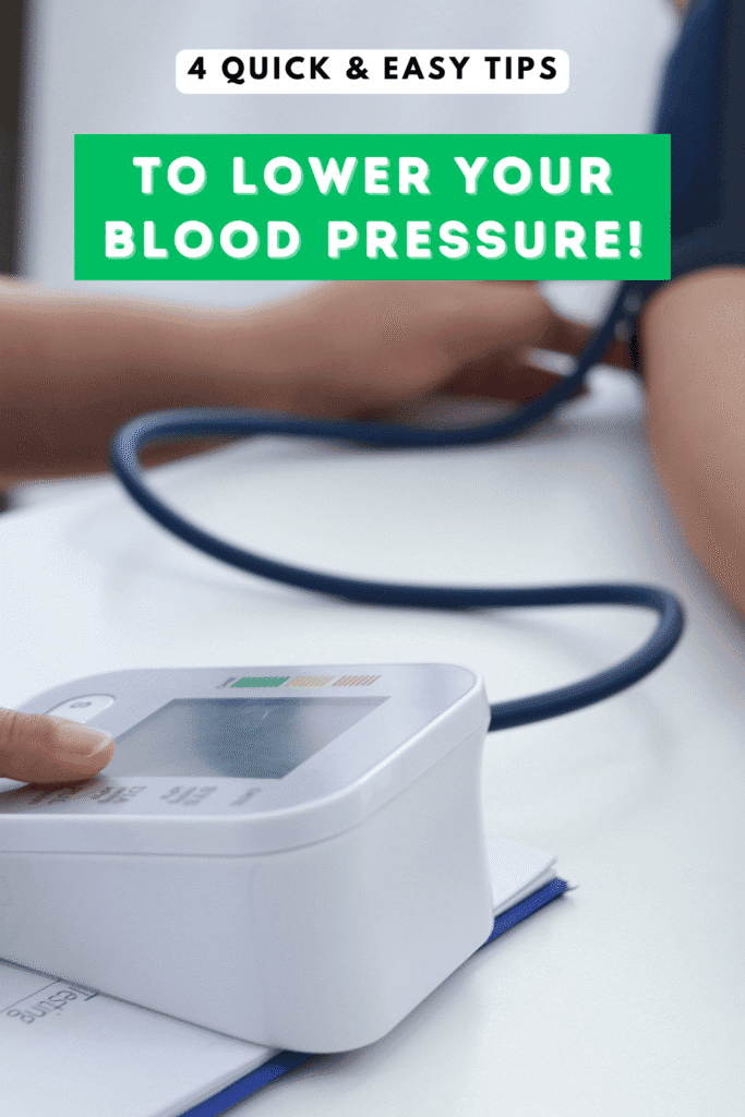 a healthcare worker helping a woman take her blood pressure.