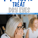 Blond Woman rubbing her dry eyes