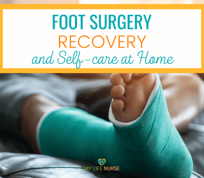 a person's foot resting on a bed in a sea green cast below the knee and with open toes