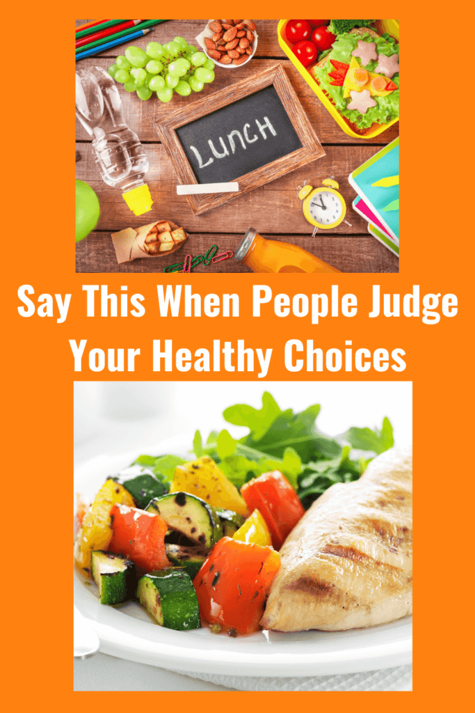 top pic is a board with lunch foods placed around a chalkboard with lunch on it and the bottom is a plate with grilled chicken and mixed grilled veggies for article called stay motivated to eat healthy